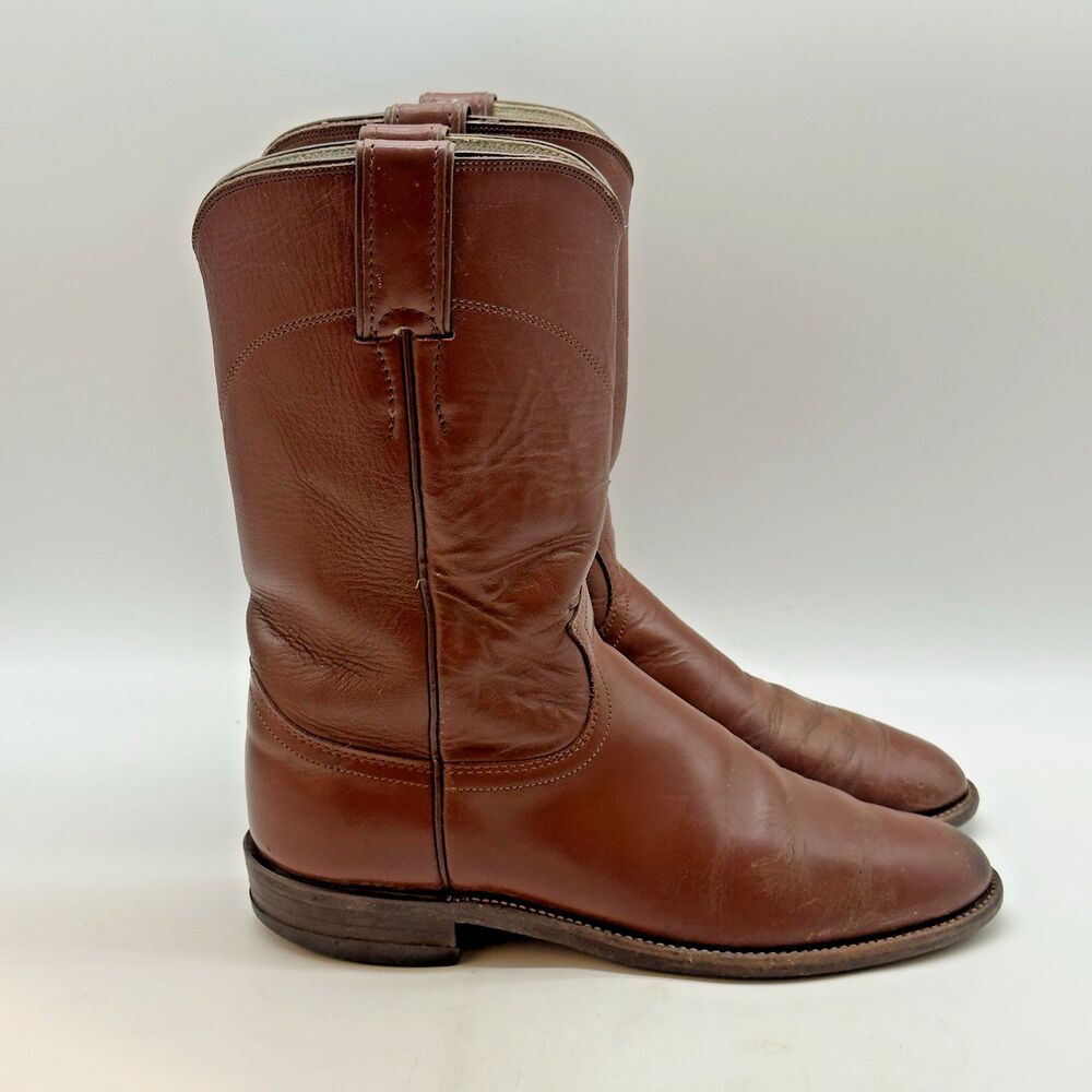 Justin L3802 Roper Western Boots Women’s 6B Brown Genuine Leather Cowboy Boots
